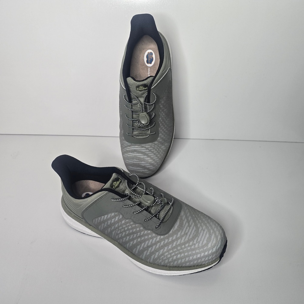 NEW Dr. Comfort Mens Don Hands Free Walking Shoes Bungee Lace Sneaker Green 13W